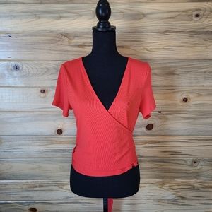 Shein Ladies Red Wrap Around Blouse,  XL